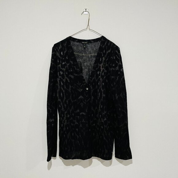 Escada Women's Black Animal Print Cardigan Size L - Picture 1 of 8
